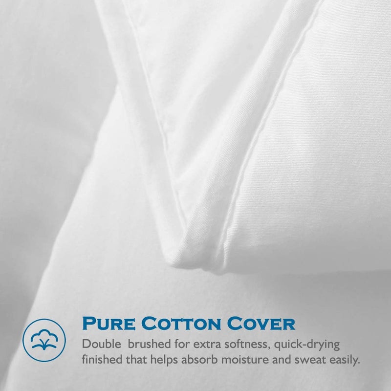 Dafinner 100% Cotton Cover Comforter Queen Size, Ultra-Soft Down Alternative Duvet Insert with Lyocell & Climaloftâ„¢ Blend Fill, Breathable Microfiber Comforter for All-Season (90x90â€, White) - Image 3
